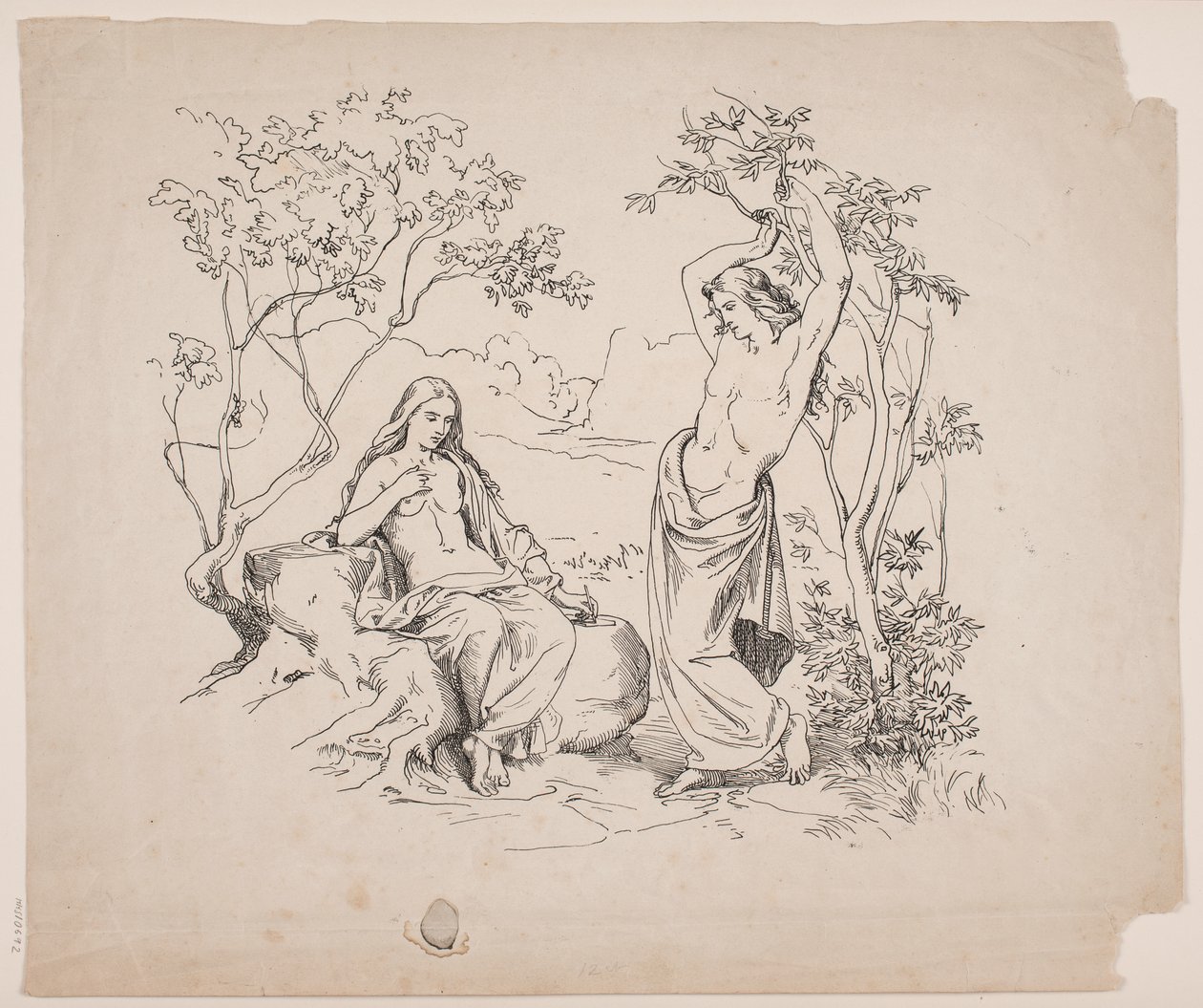 A Seated Female and a Standing Male Figure by Lorenz Frølich
