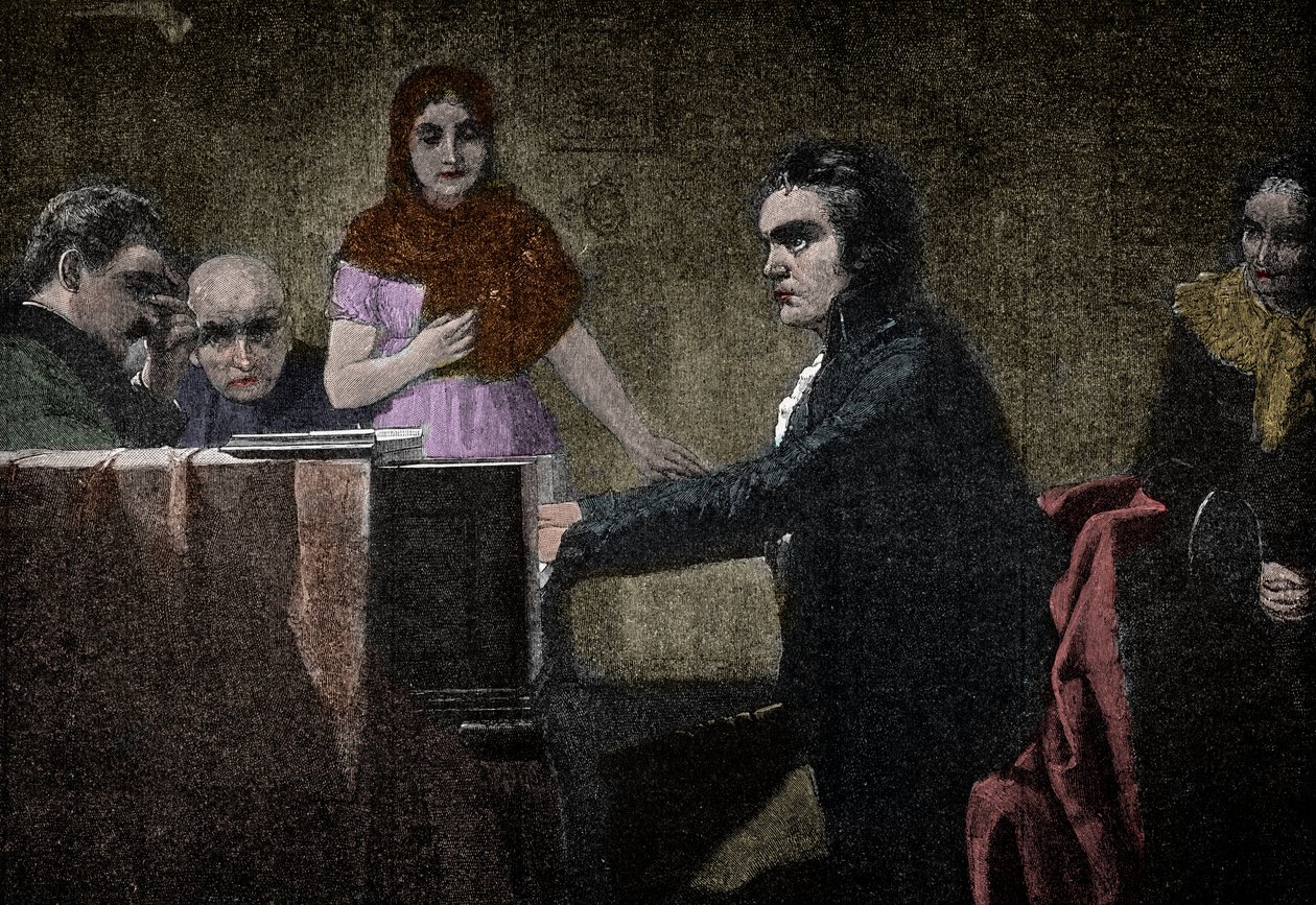 Ludwig van Beethoven plays the Moonlight Sonata - engraving after Lorenz Vogel by Lorenz Vogel