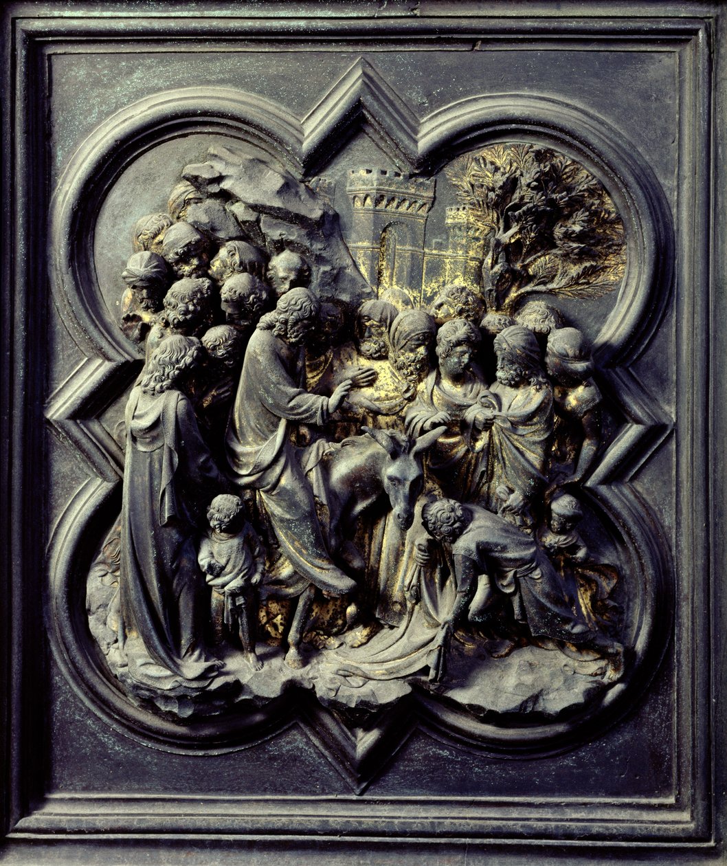 Entry of Jesus into Jerusalem, Eleventh Panel of the North Doors of the Baptistery of San Giovanni by Lorenzo Ghiberti