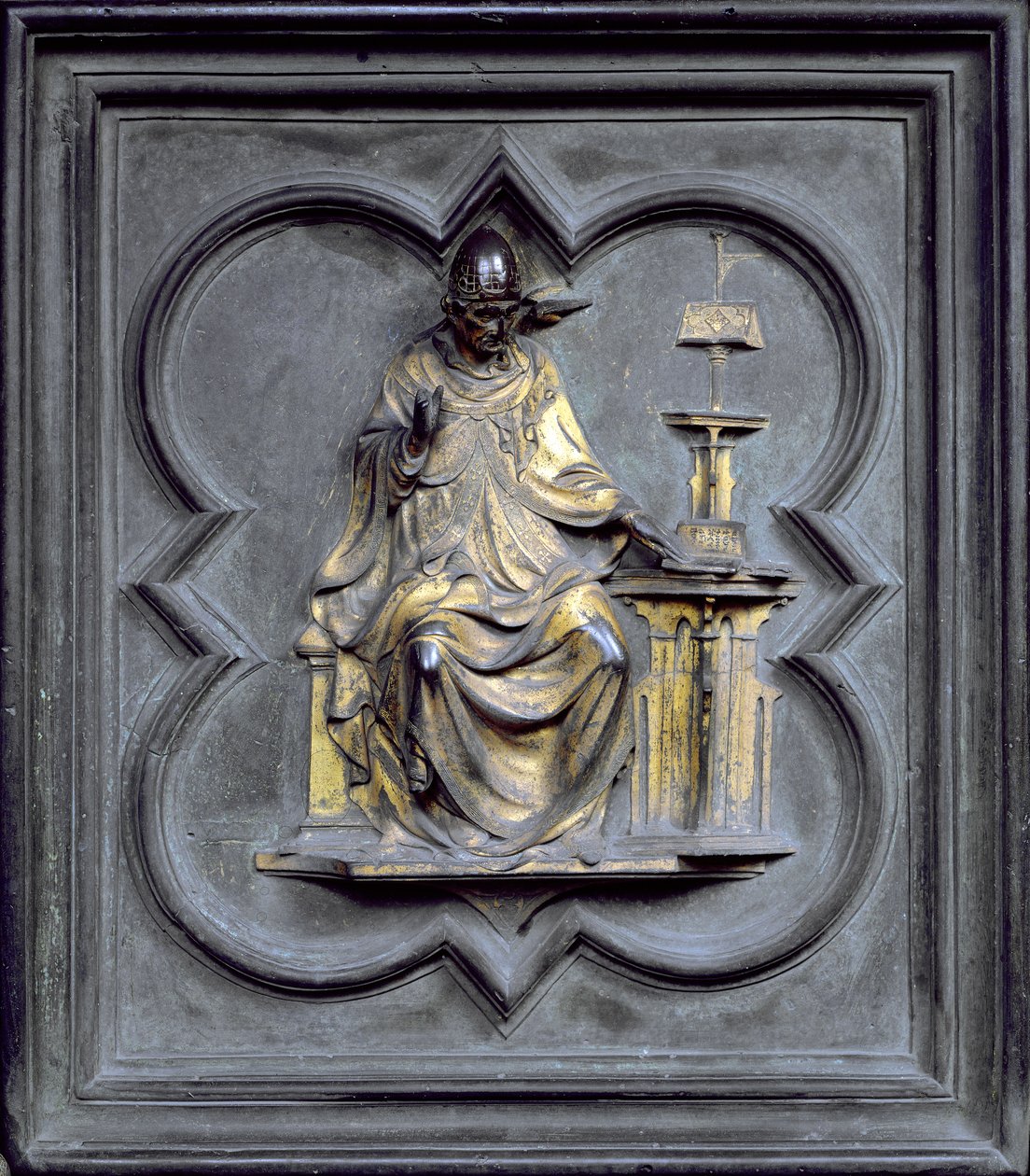 St. Gregory, Panel G of the North Doors of the Baptistery of San Giovanni, 1403-24 by Lorenzo Ghiberti