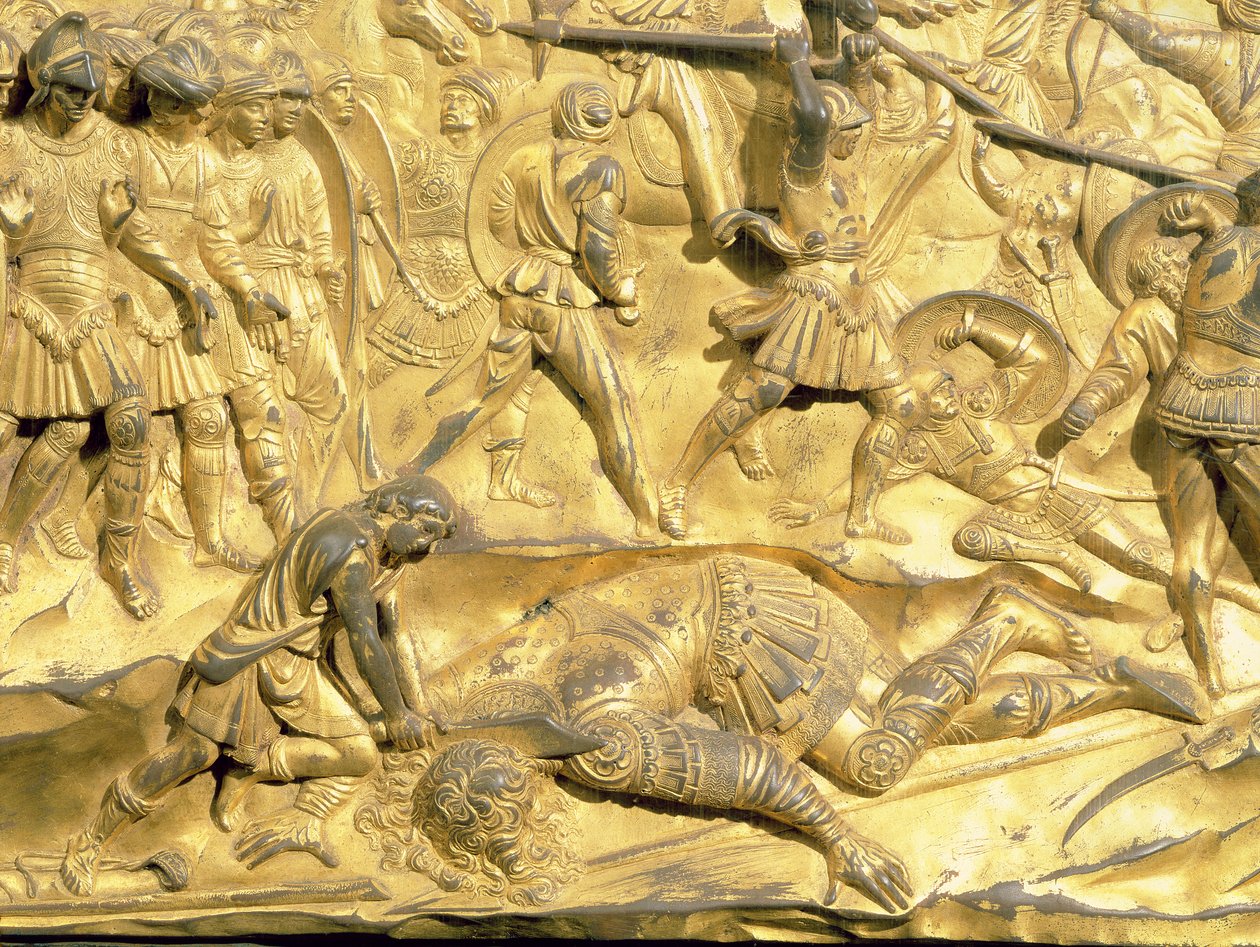 David and Goliath (detail) (post restoration) by Lorenzo Ghiberti