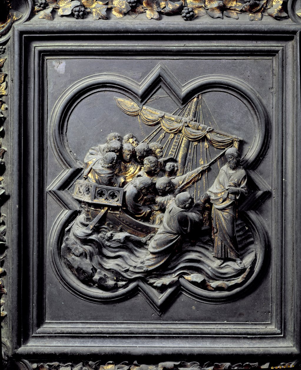 Jesus Walks on Water and Saves Peter, Eighth Panel of the North Doors of the Baptistery of San Giovanni, 1403-24 by Lorenzo Ghiberti