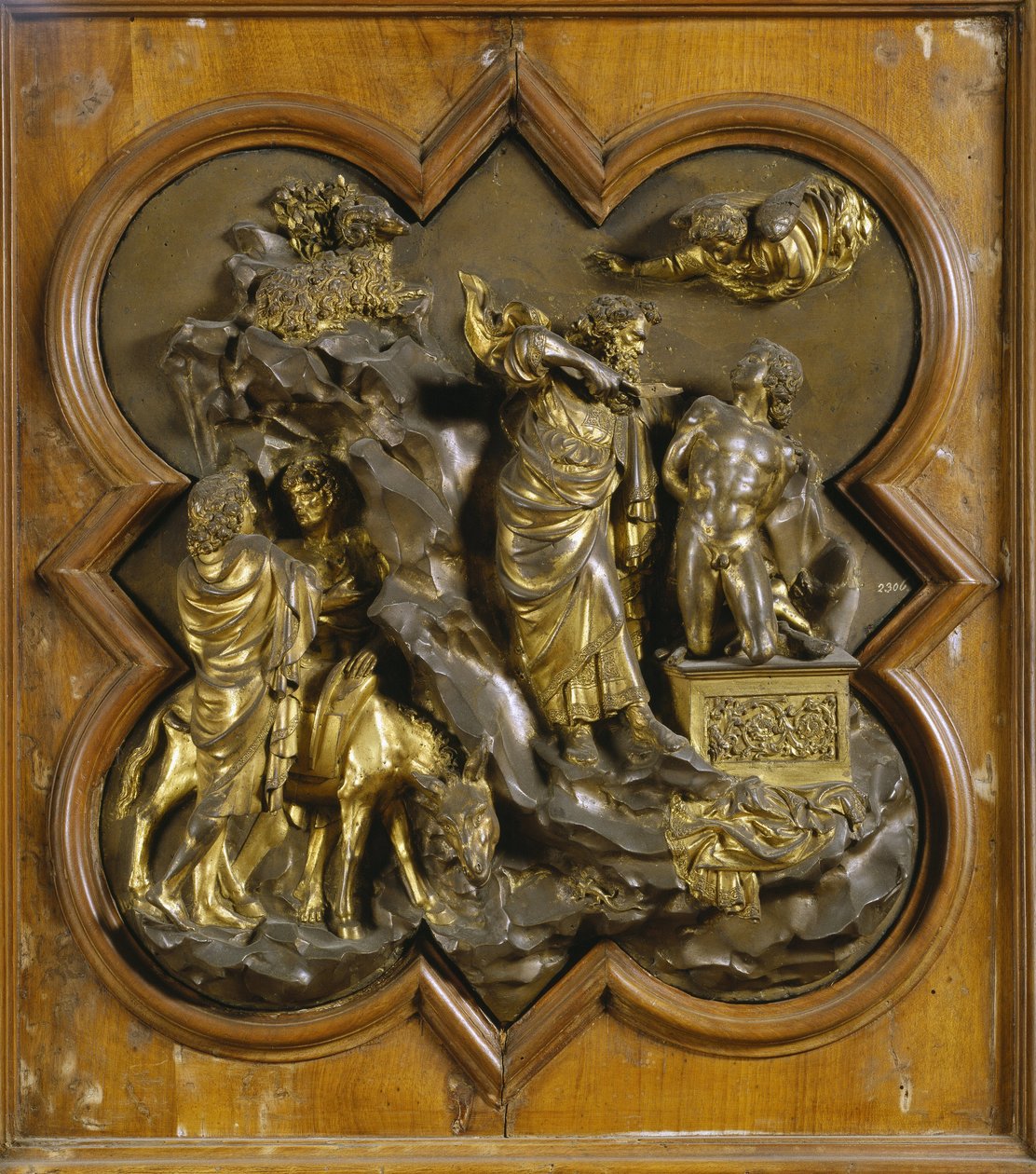 The Sacrifice of Isaac. Original Panel of the Gates of Paradise (East Door of the Baptistery), after Restoration. Gilded Bronze by Lorenzo Ghiberti, 1425-52. Museo dell Bargello, Florence by Lorenzo Ghiberti