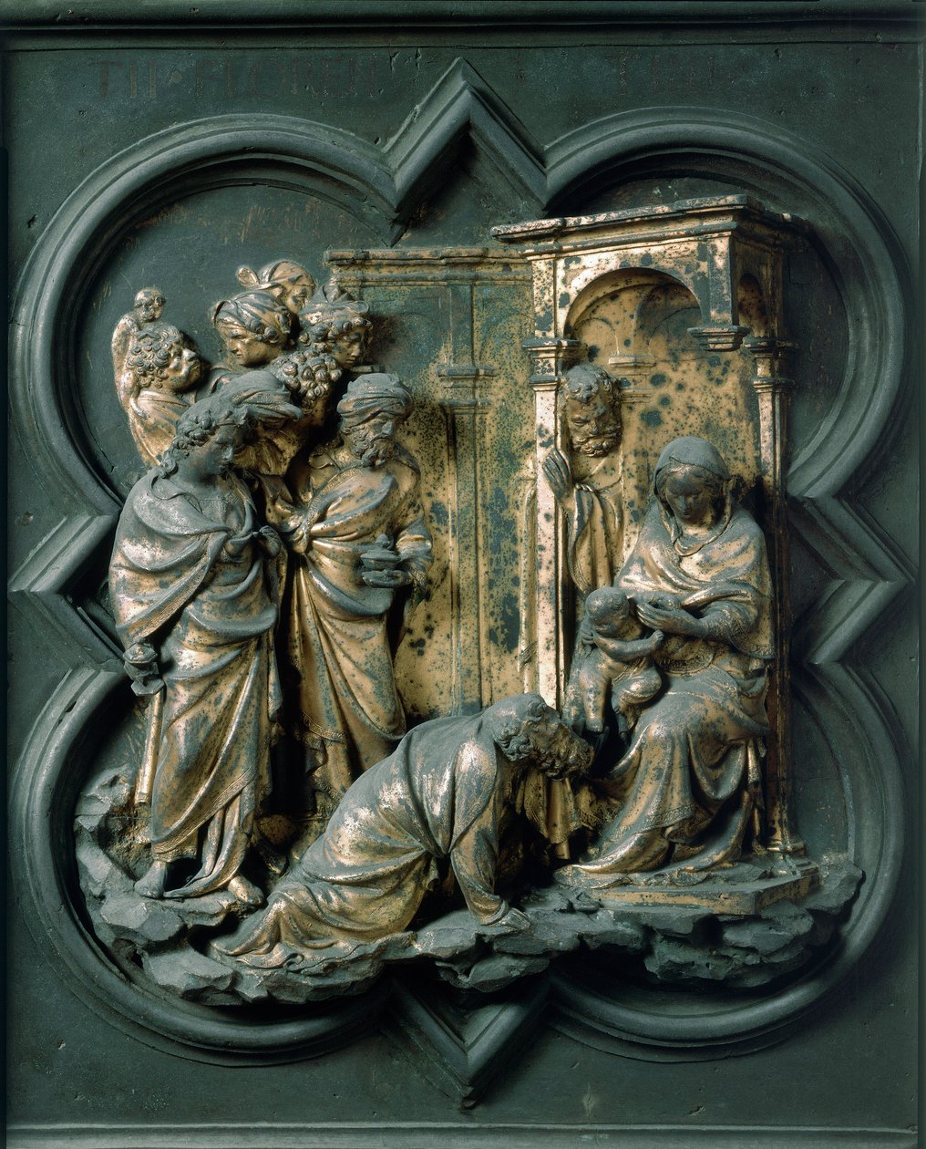 North Gate, Exterior Detail: Adoration of the Magi by Lorenzo Ghiberti