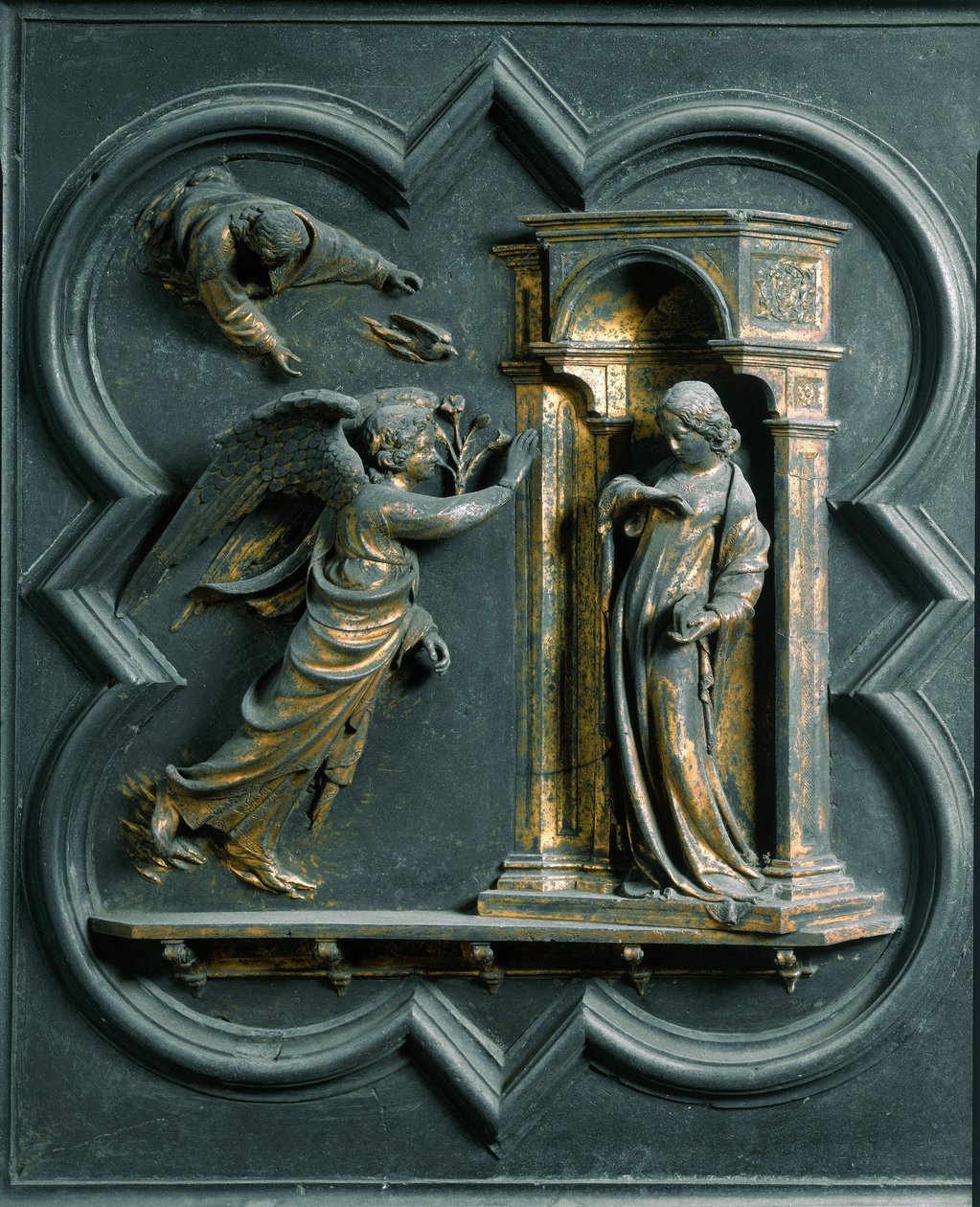 North Gate (called Gate of the Cross, in the North), exterior detail: The Annunciation (Bronze sculpture by Lorenzo Ghiberti) by Lorenzo Ghiberti