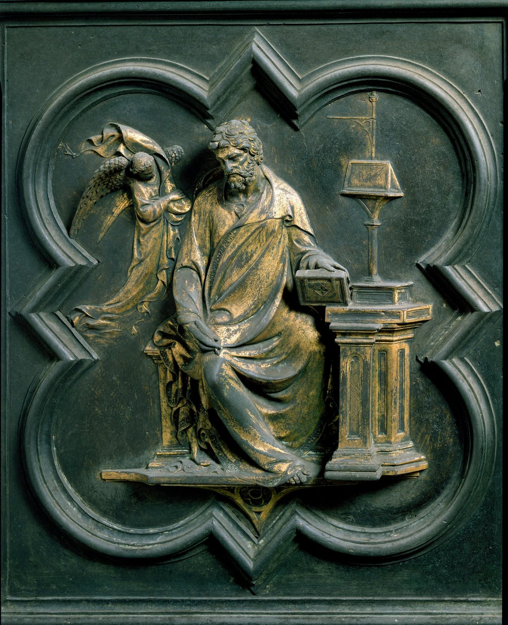 North Gate (called Gate of the Cross, to the North), Exterior Detail: Saint Matthew by Lorenzo Ghiberti