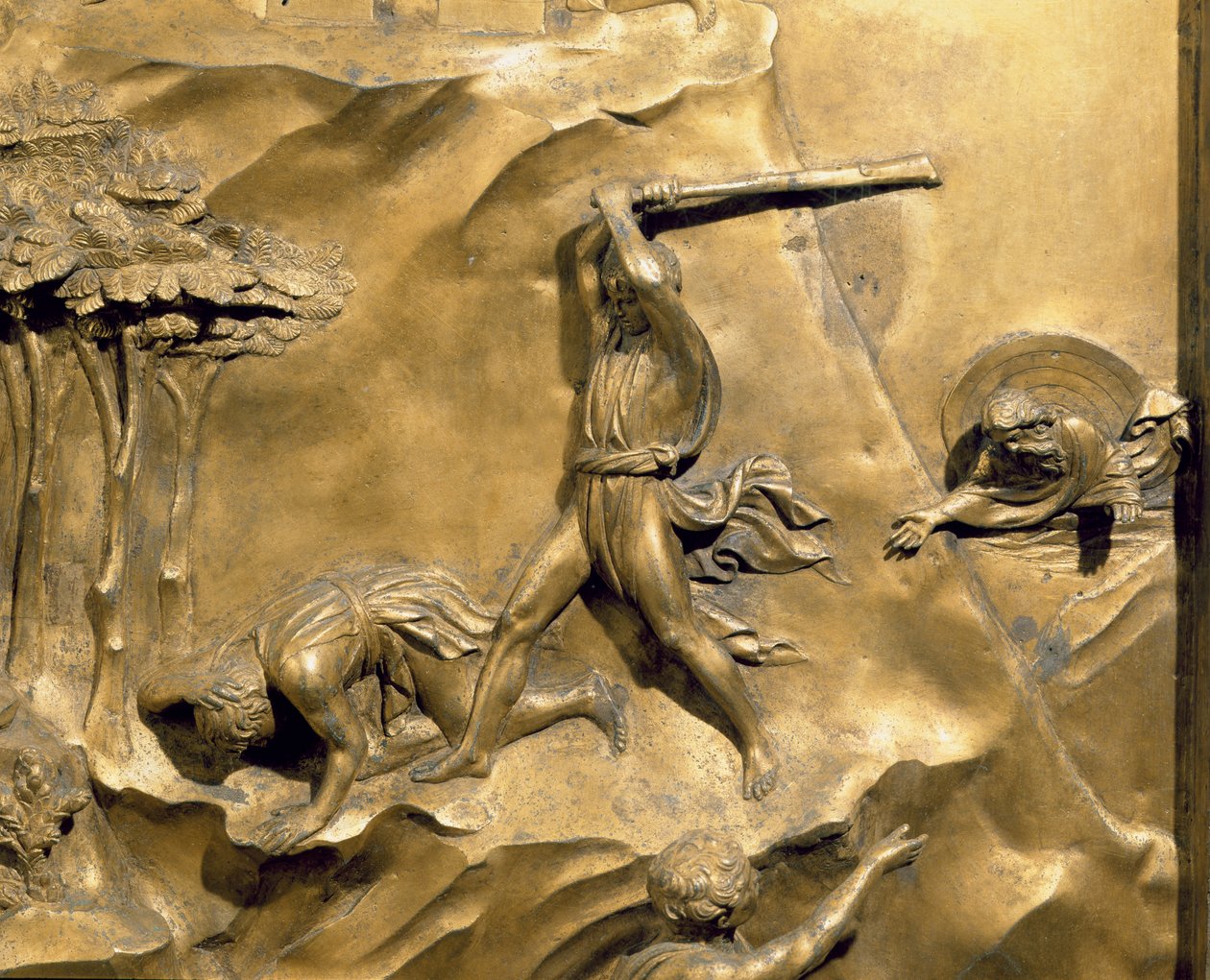 The Story of Cain and Abel, detail of the Killing of Abel, original panel from the East Doors of the Baptistery, 1425-52 (post restoration) by Lorenzo Ghiberti