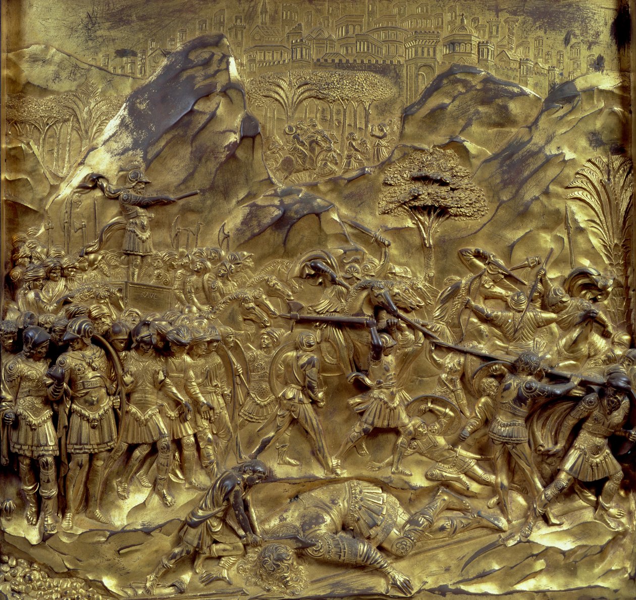 The Story of David and Goliath, One of Ten Relief Panels from the Gates of Paradise (East Doors), 1425-52 by Lorenzo Ghiberti