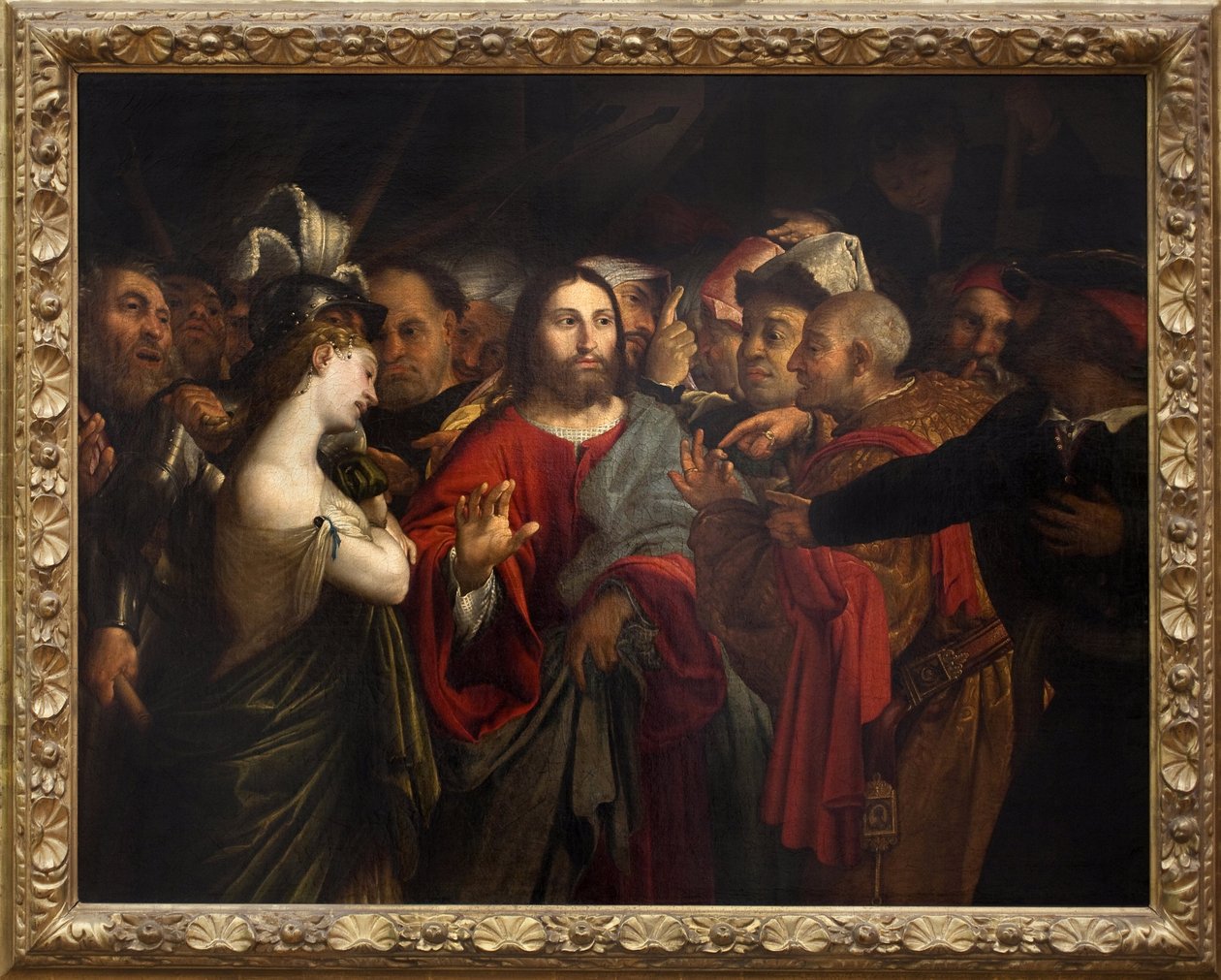 Christ and the adulterous woman. Painting by Lorenzo Lotto by Lorenzo Lotto
