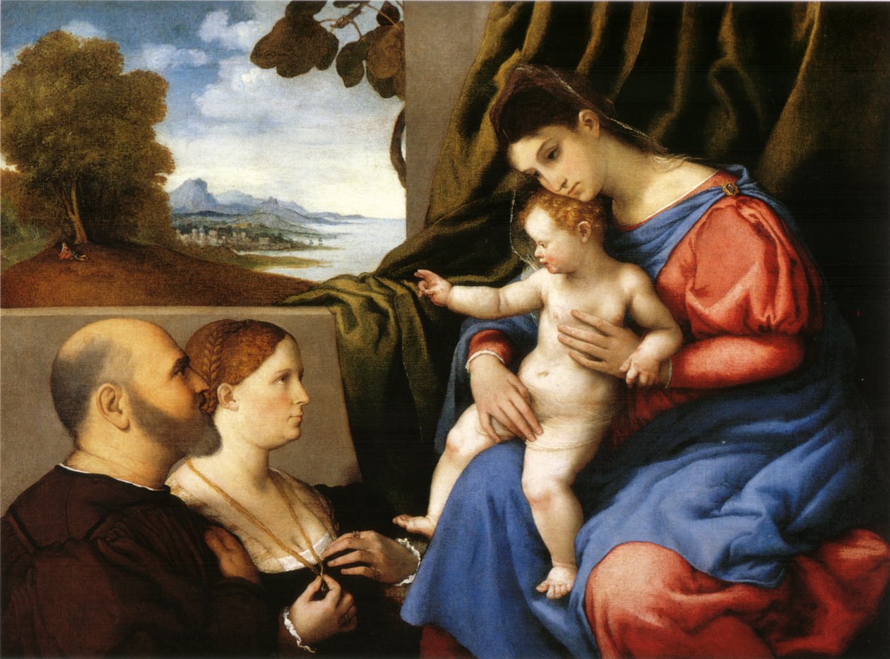 Madonna and Child with Two Donors by Lorenzo Lotto