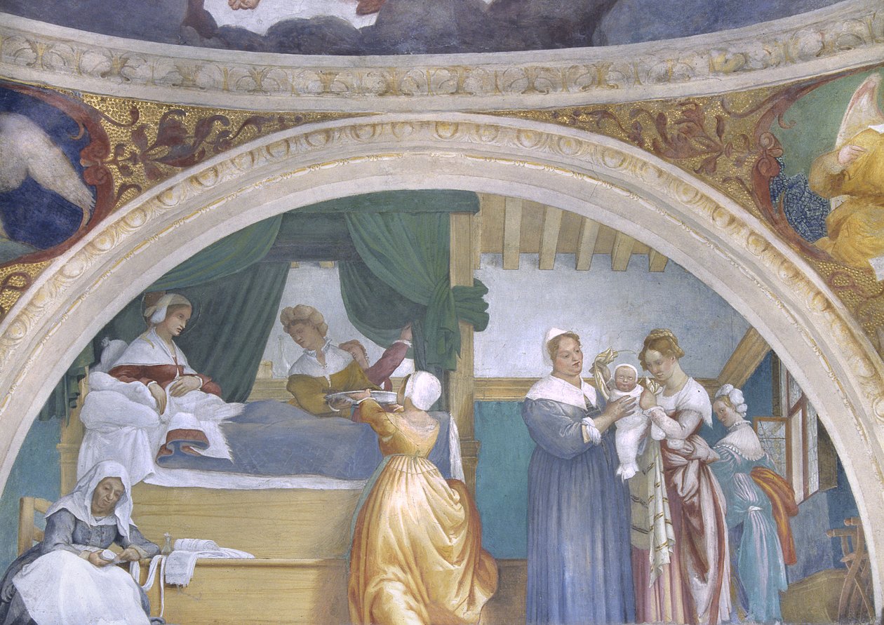 Nativity of the Virgin, Lunette from the Lotto Chapel by Lorenzo Lotto
