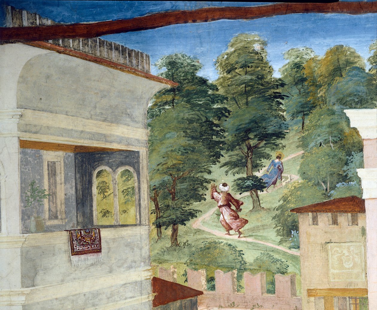 Saint Barbara Being Chased Through Woods (detail) by Lorenzo Lotto