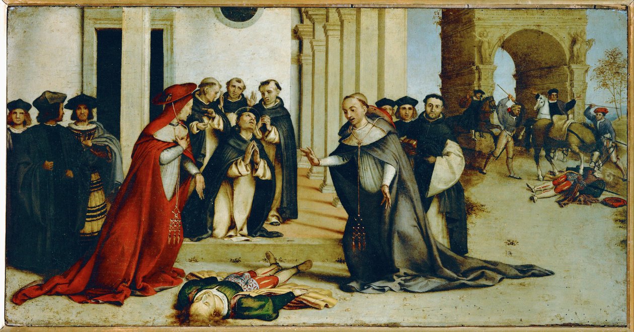 Saint Dominic Resurrects Napoleone Orsini by Lorenzo Lotto