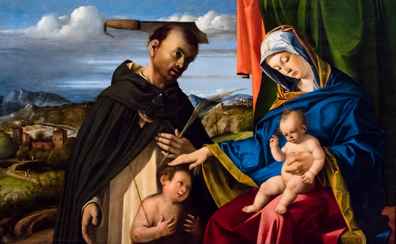 Virgin and Child, Saint John the Baptist as a Child and Saint Peter the Martyr (Pierre de Véronne) by Lorenzo Lotto