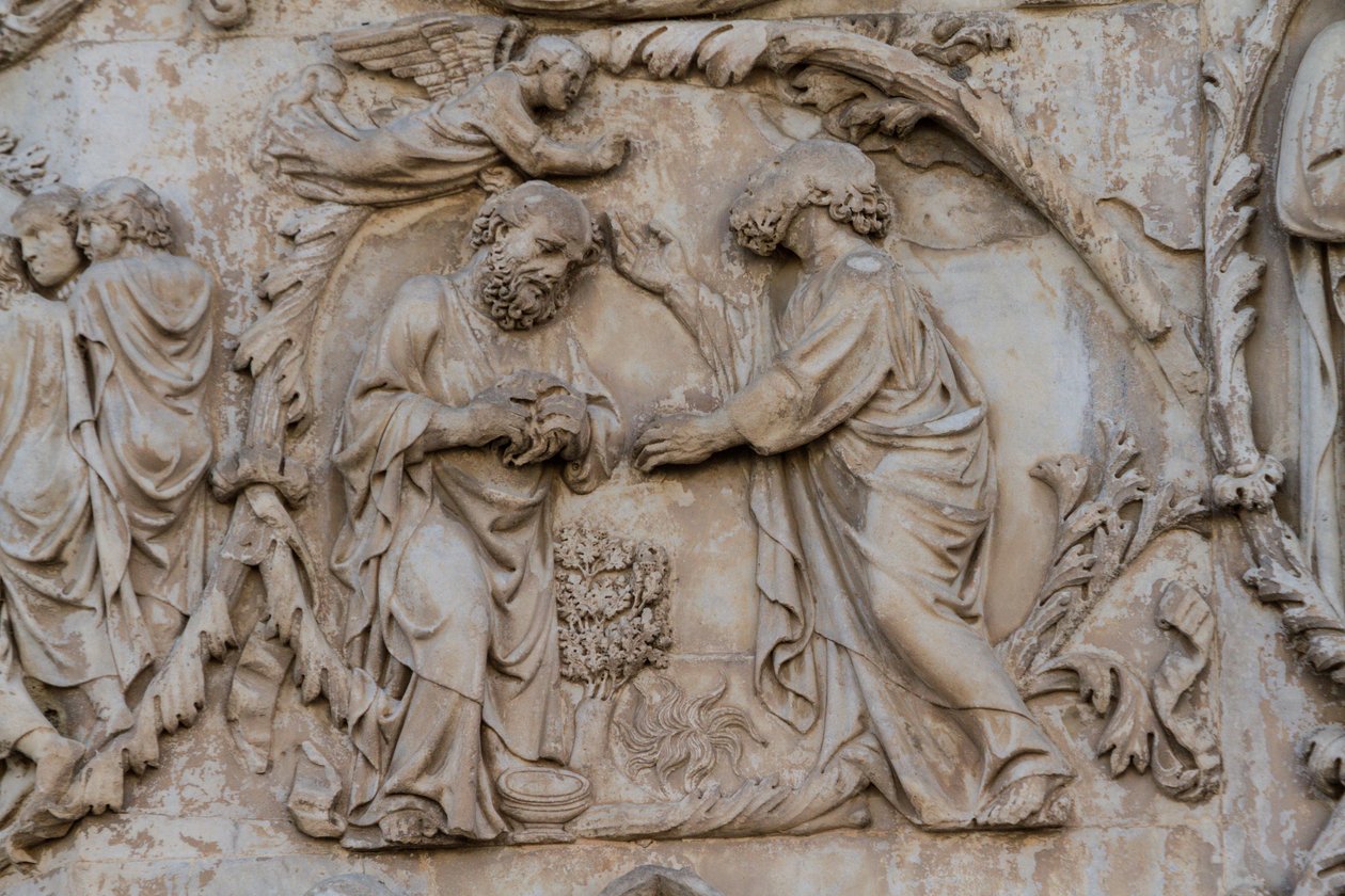 Gideon Wringing Fleece (detail) by Lorenzo Maitani