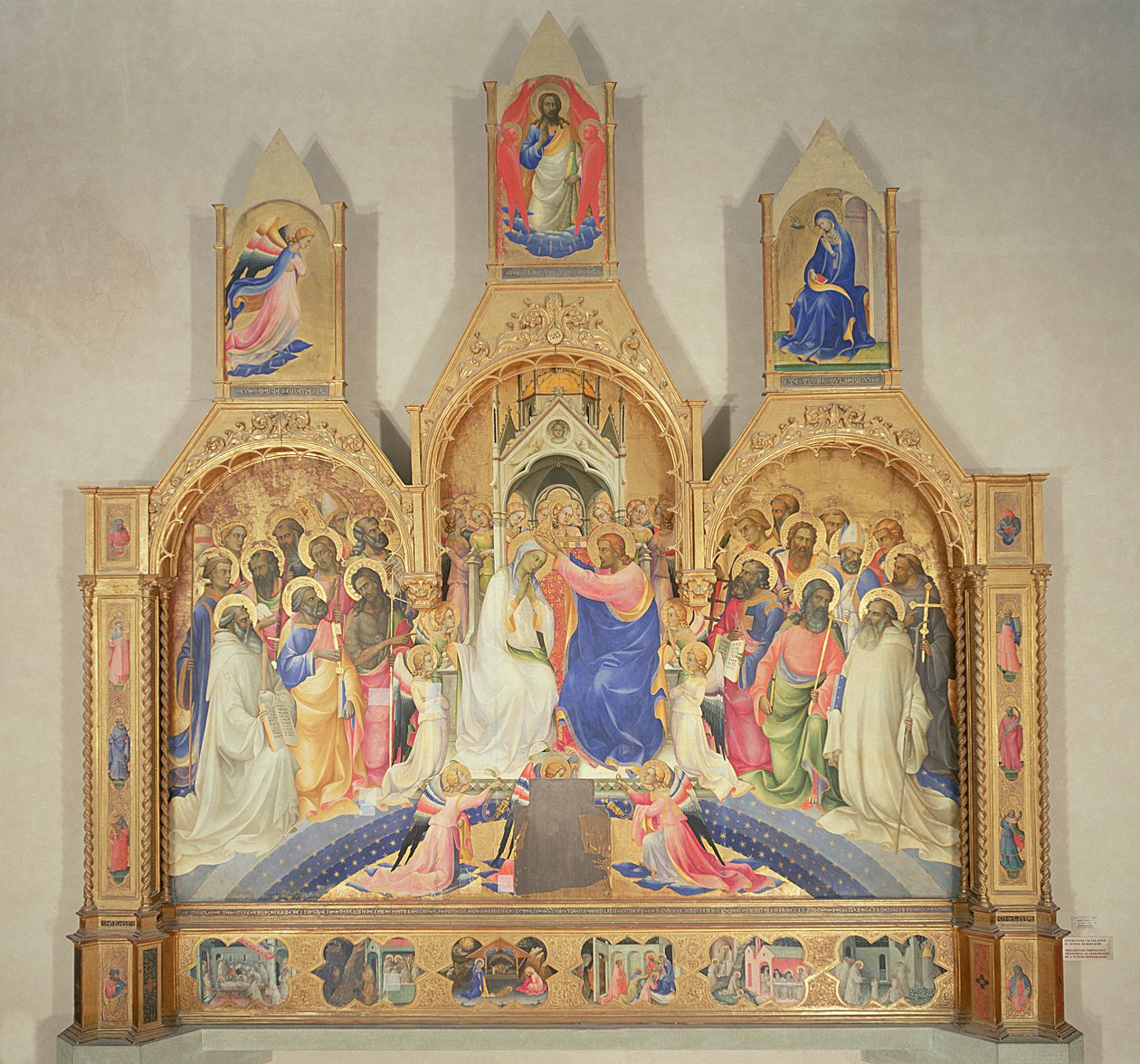 Coronation of the Virgin, 1414 (tempera on wood, gold background) by Lorenzo Monaco