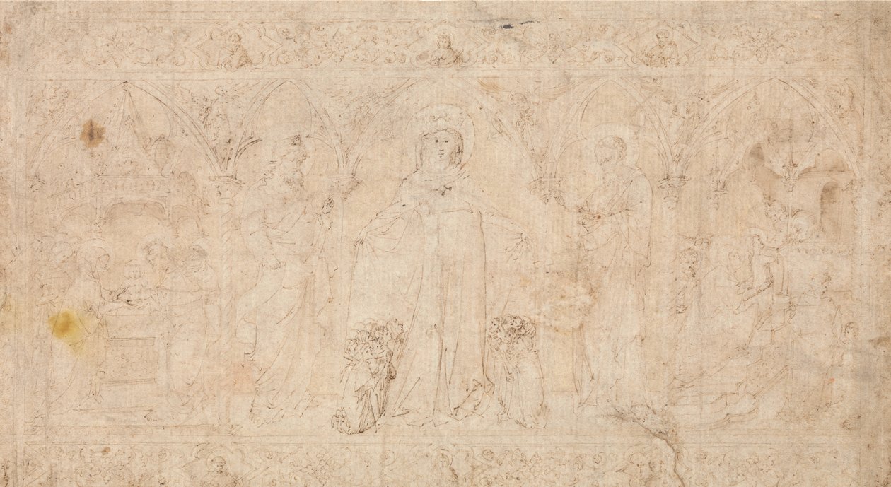Design for an Antependium: The Madonna della Misericordia with Saints John the Baptist by Lorenzo Veneziano.