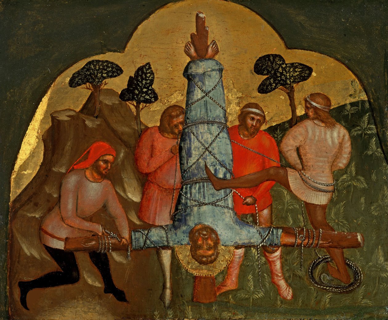 The Crucifixion of Peter (detail), Predella Panel, ca 1370 by Lorenzo Veneziano
