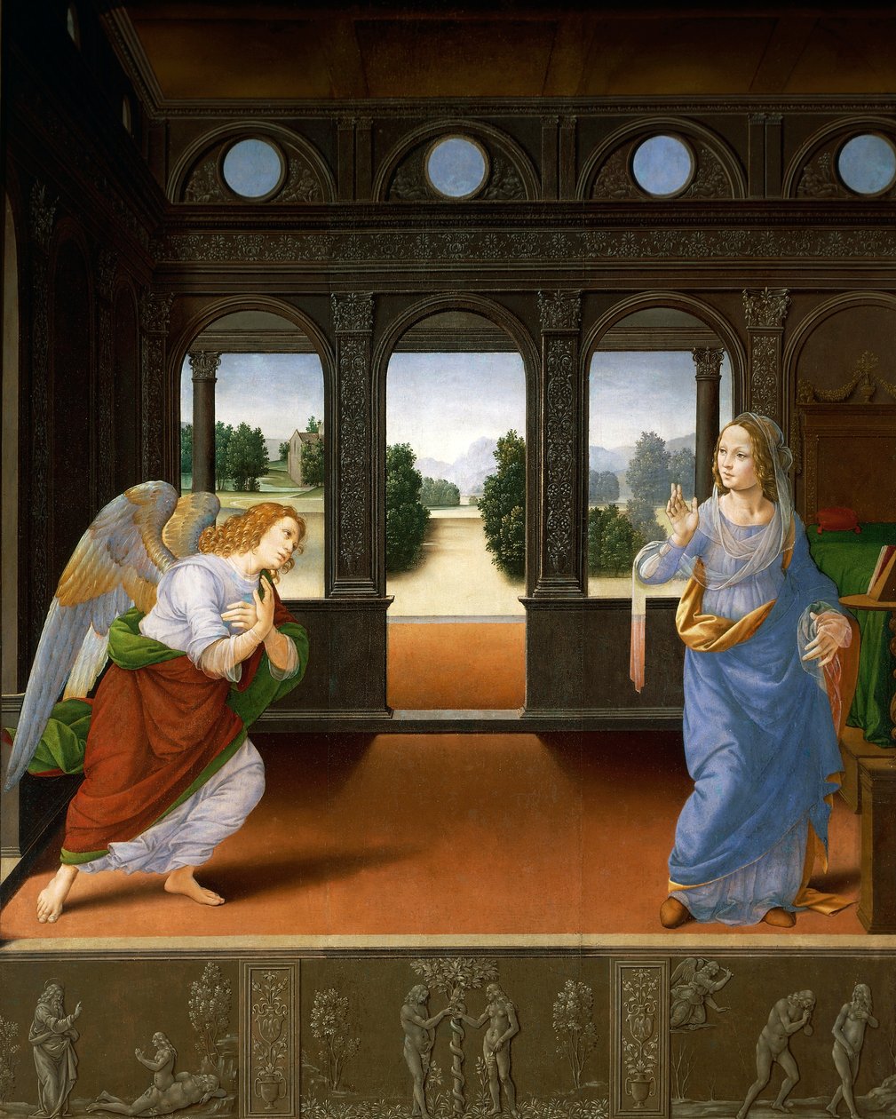The Annunciation and Three Stories from Genesis (c.1480-85) by Lorenzo di Credi
