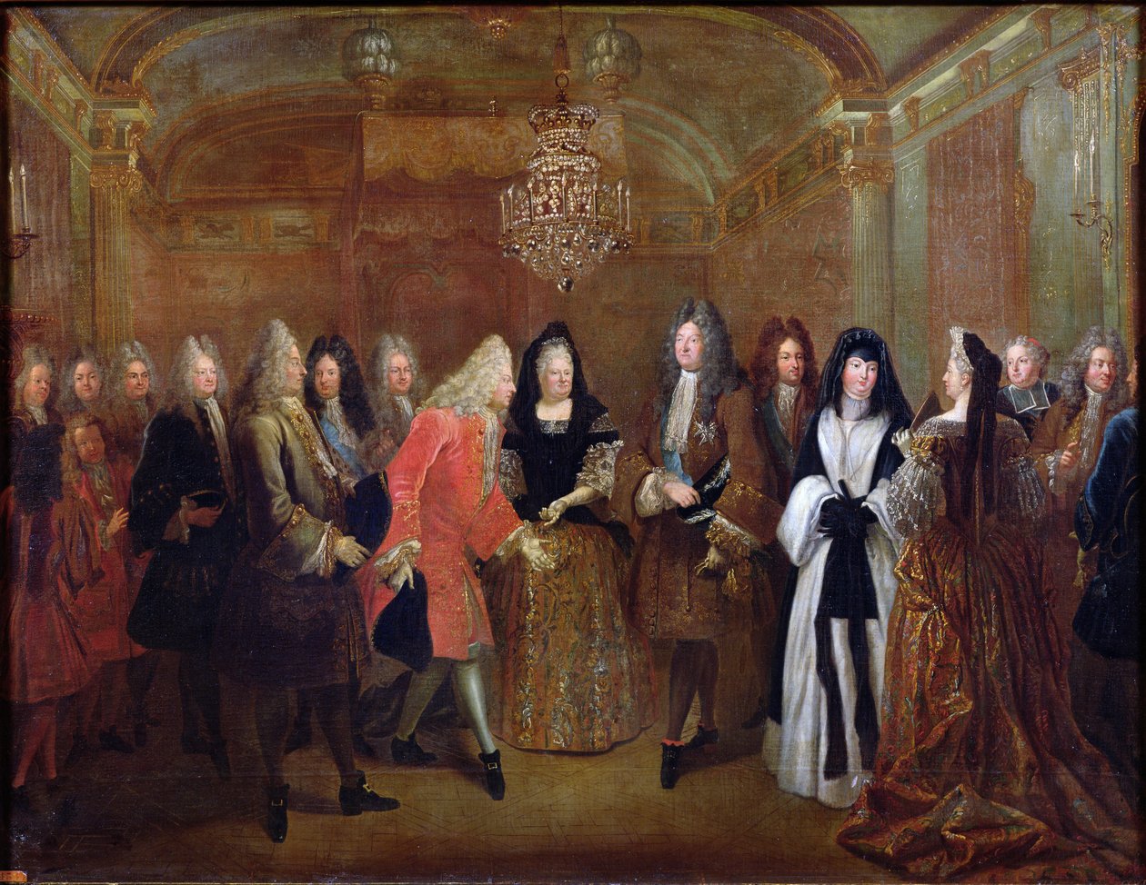 Louis XIV welcomes the Elector of Saxony, Frederick Augustus II to Fontainebleau, 27th September 1714, 1715 by Louis de Silvestre