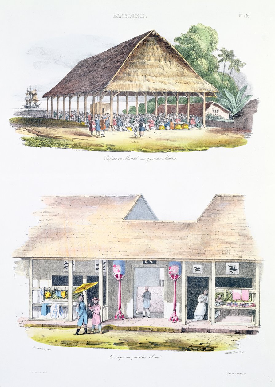 Bazaar or Market in the Malaysian District, and Shops in the Chinese District, from 