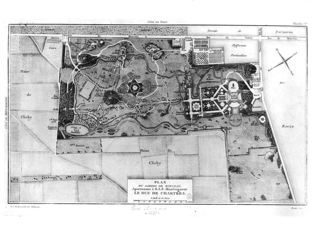 Plan of Parc Monceau in Paris belonging to the Duke of Chartres by Louis Carrogis dit Carmontelle