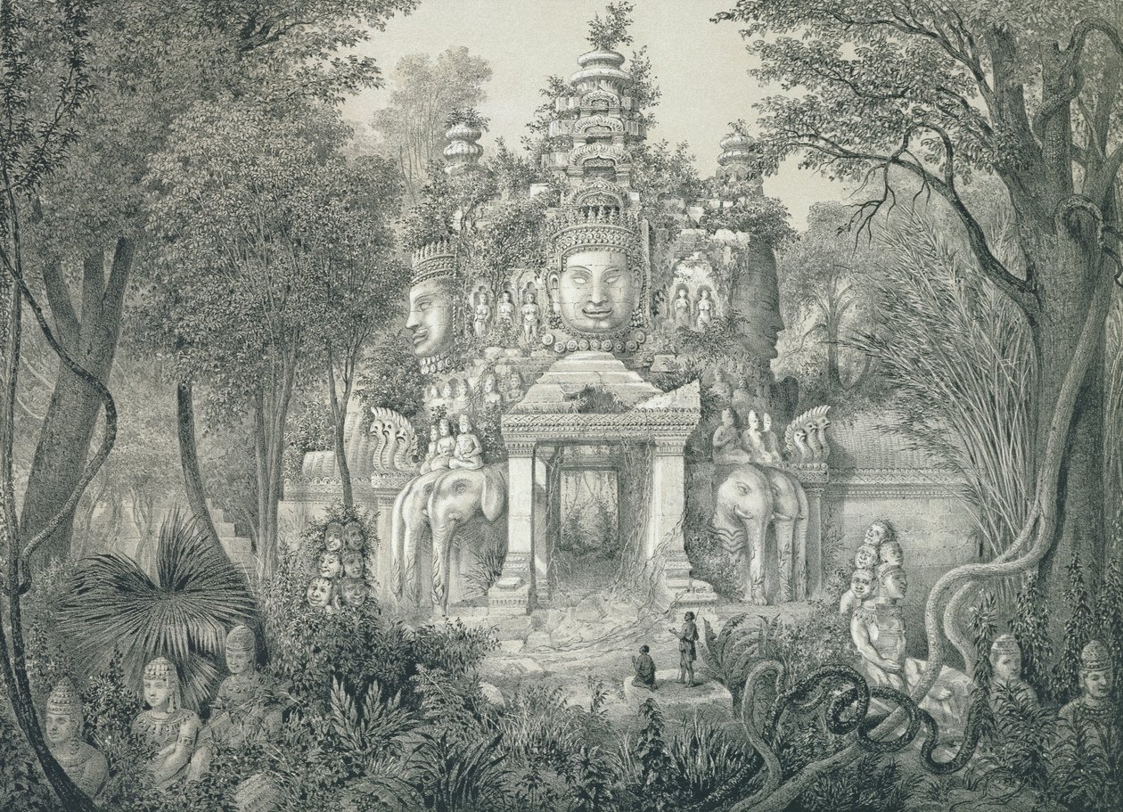 A portal at Angkor Thom, 1873 by Louis Delaporte
