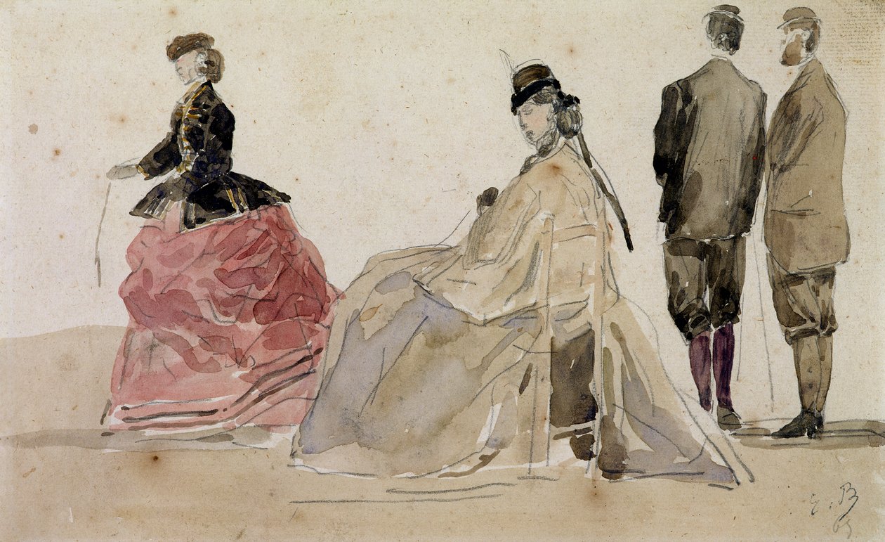 Crinolines on the Beach by Eugene Louis Boudin