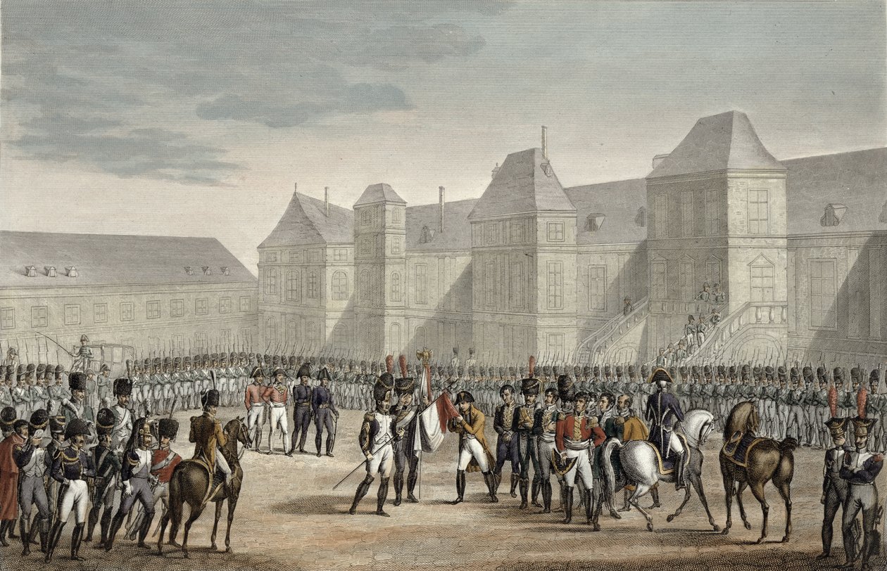 The Abdication of Napoleon and his Departure from Fontainebleau for the Island of Elba, 20 April 1814, engraved by Francois Pigeot by Louis Francois Couche