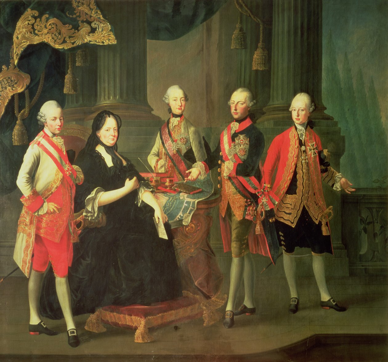 Empress Maria Theresa of Austria with four of her sons; Joseph, Ferdinand, Leopold and Maximilian by Louis Joseph Maurice