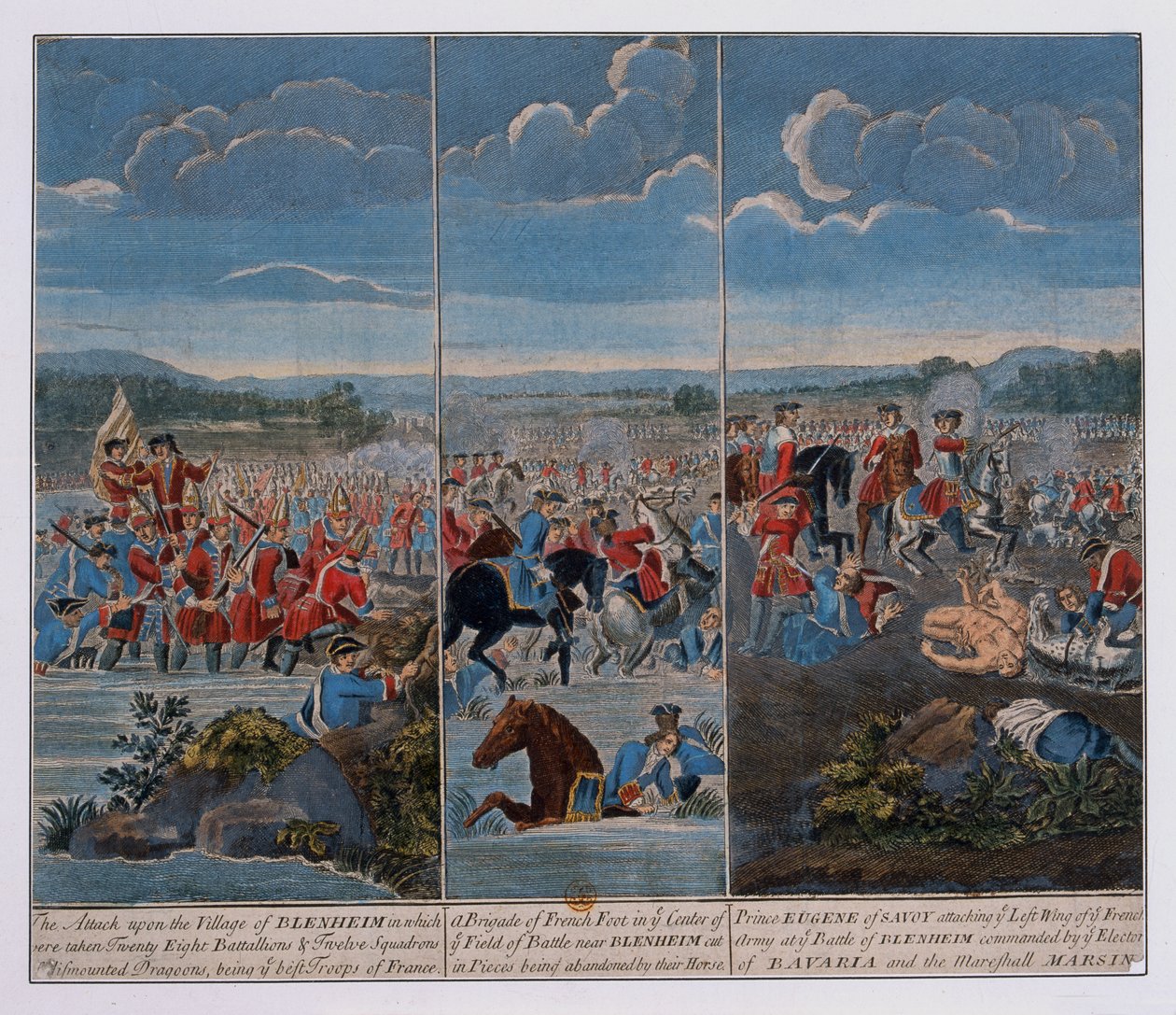 Three Panels Depicting the Battle of Blenheim by Louis Laguerre