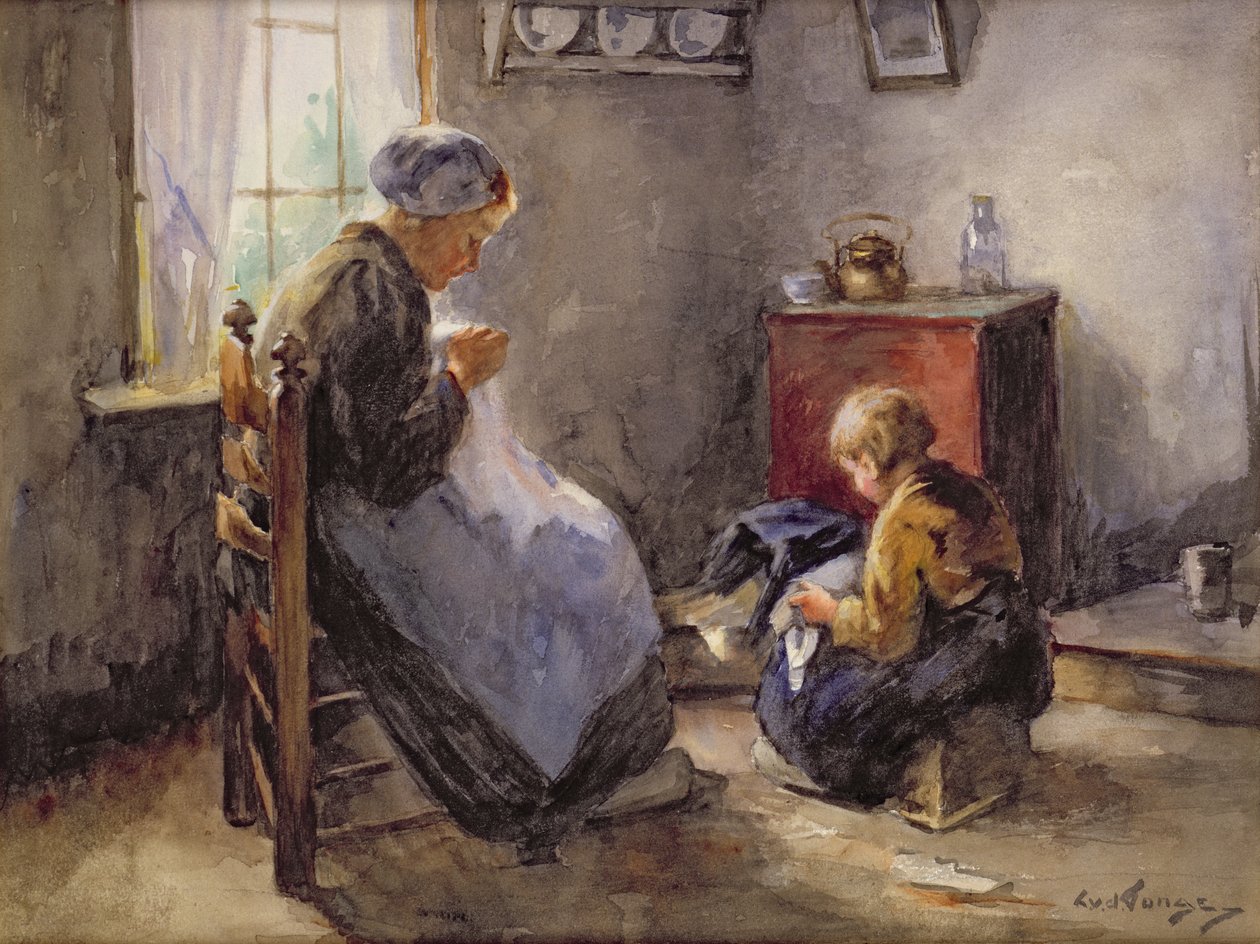 The Sewing Lesson by Louis Lammert van der Tonge