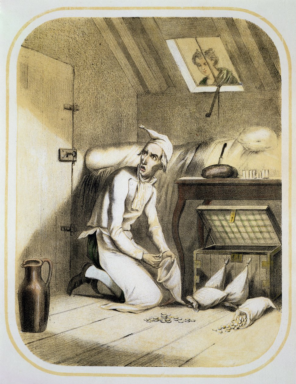 Avarice in the Kitchen, from a series of prints depicting the Seven Deadly Sins by Louis Leopold Boilly