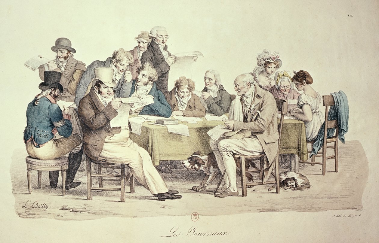 The Newspapers, engraved by Francois Seraphin Delpech by Louis Leopold Boilly