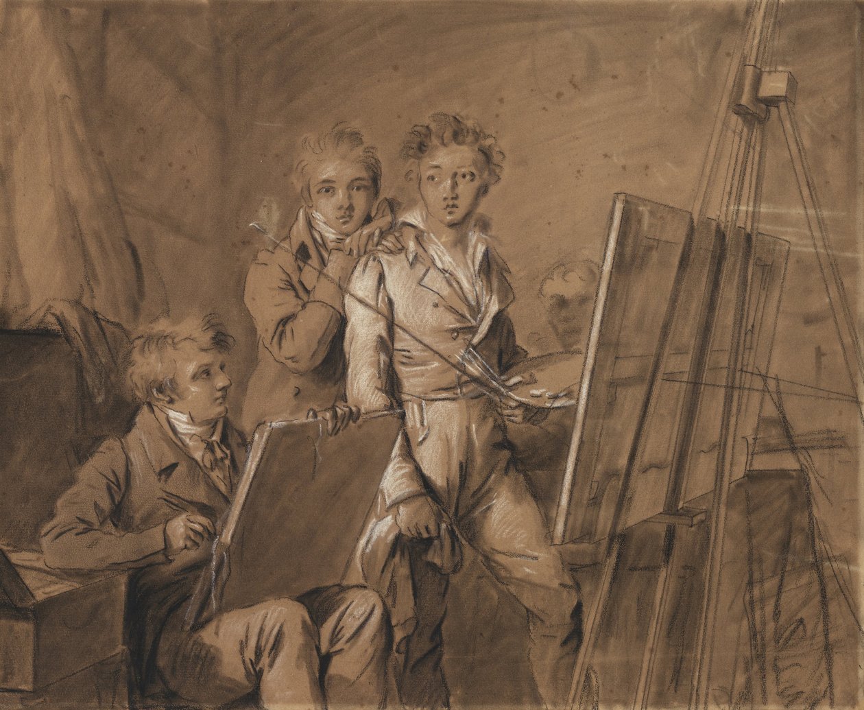 Three Young Artists in a Studio by Louis Leopold Boilly