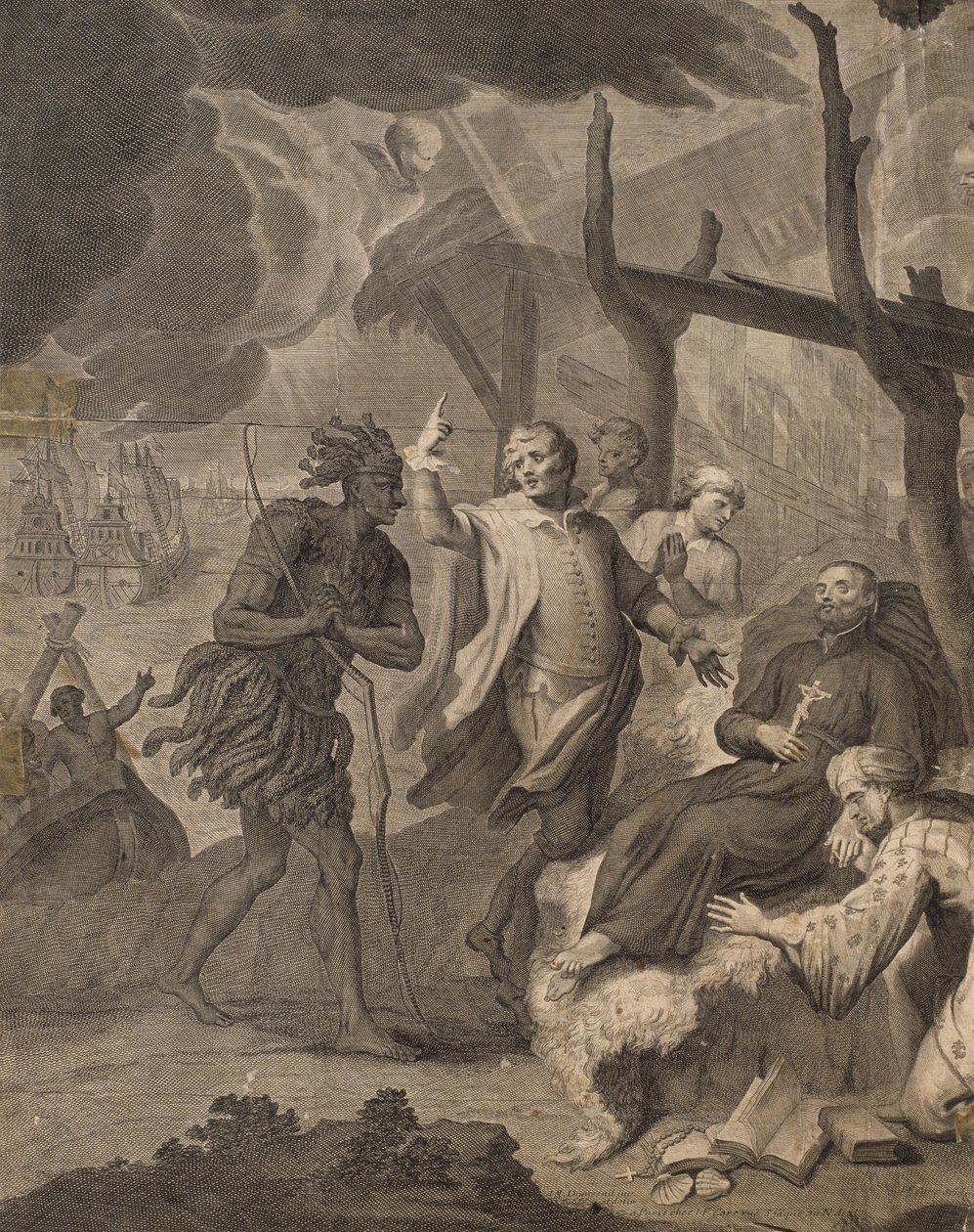First French arriving in Canada, engraved by Laurent Cars by Louis Michel Dumesnil