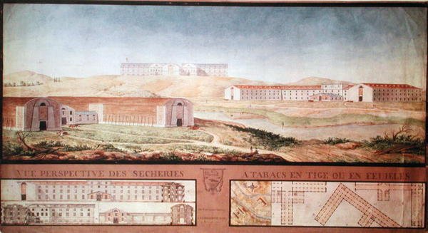 Perspective View of Tobacco Drying Factories, 1813 by Louis Michel Phelippeaux