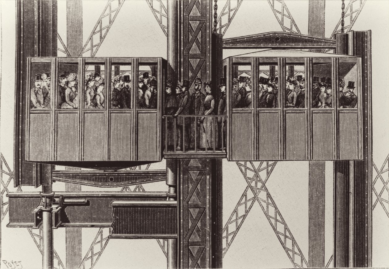 Design for a lift, by Gustave Eiffel by Louis Poyet