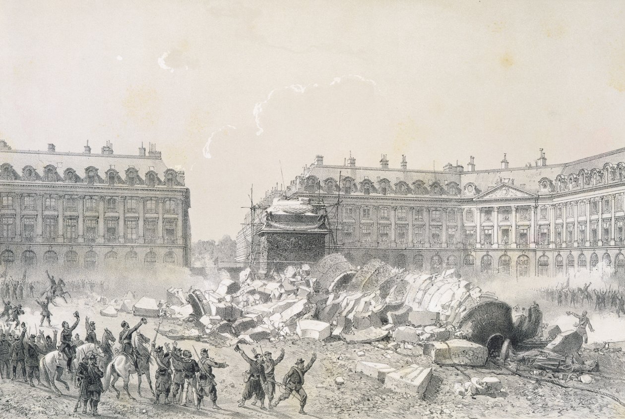 The Fall of the Vendome Column During the Commune by Louis Remy Sabatier