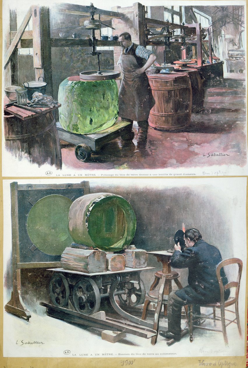 Manufacture of glass for an optical lens by Louis Remy Sabattier