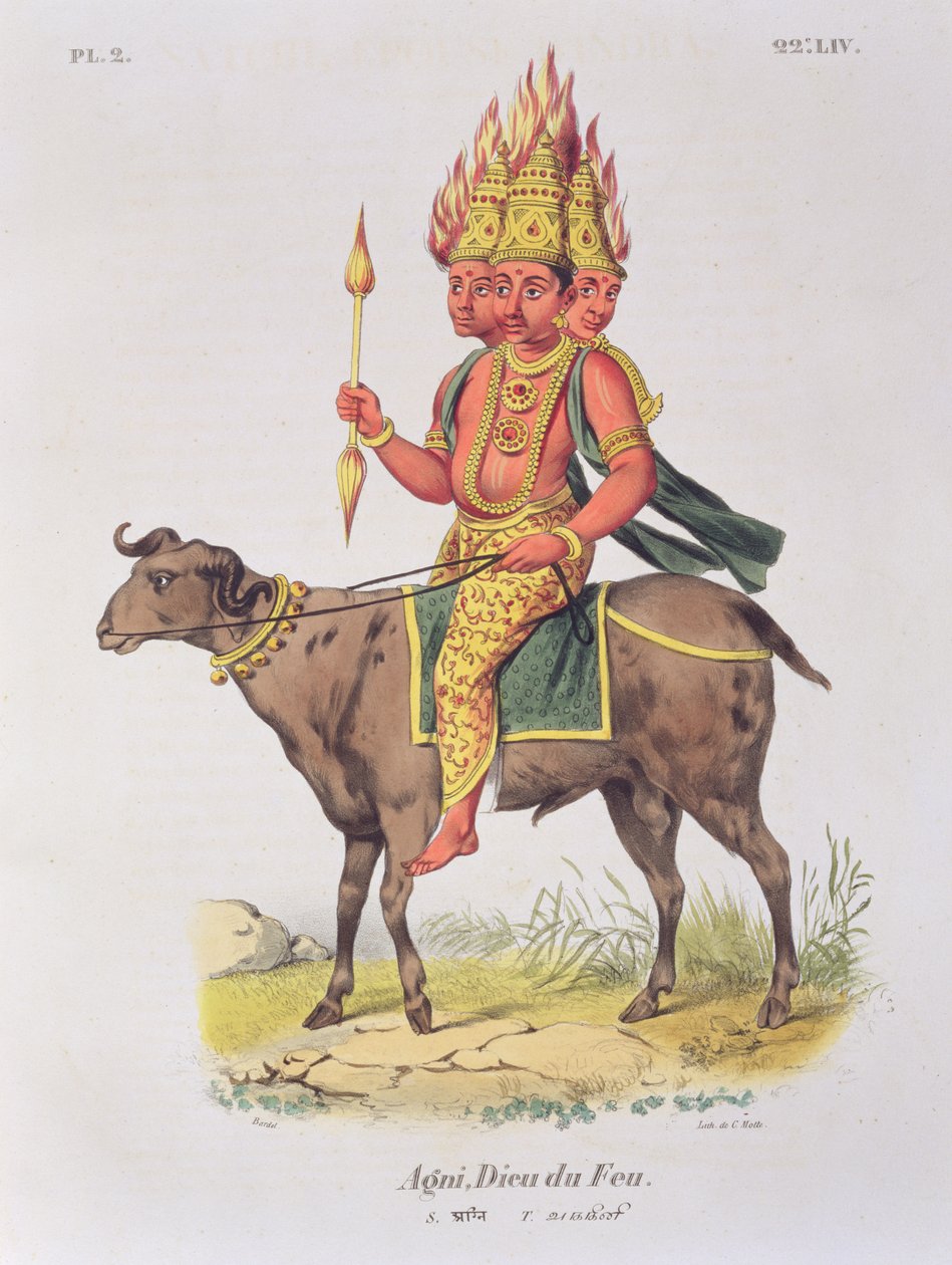 Agni, God of Fire engraved by Charles Etienne Pierre by Louis Thomas Bardel