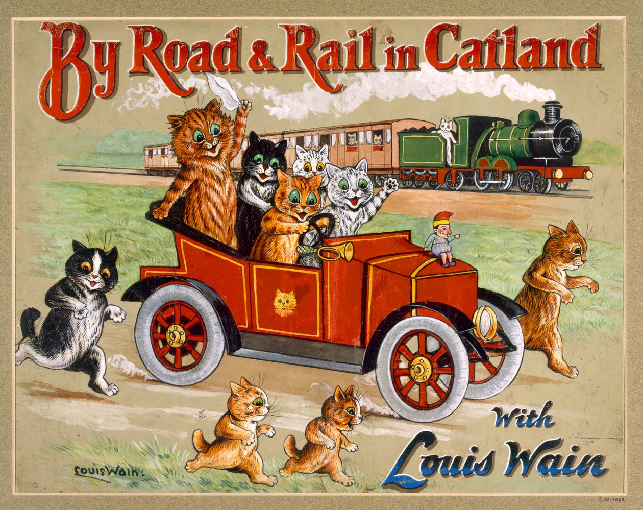 By Road and Rail in Catland by Louis Wain