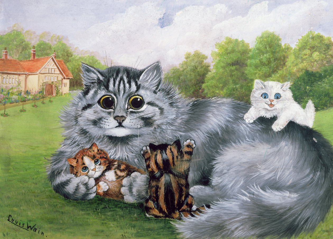 Cat and Her Kittens by Louis Wain