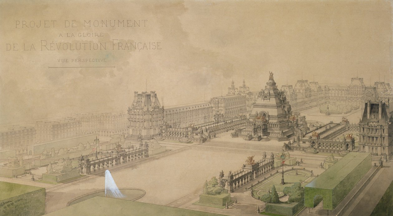 Project for a Pyramid at the Louvre as a Monument to the Glory of the French Revolution by Louis Ernest Lheureux
