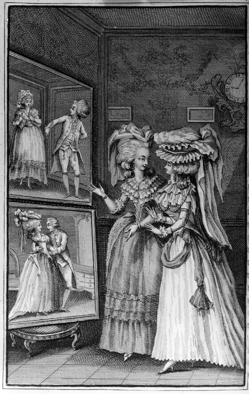 Illustration by Louis Binet (1744-1800) for the book by Nicolas Edme Restif de La Bretonne Les Parisiennes, or XL General Characters Taken in the Modern Moors, fit to serve a l