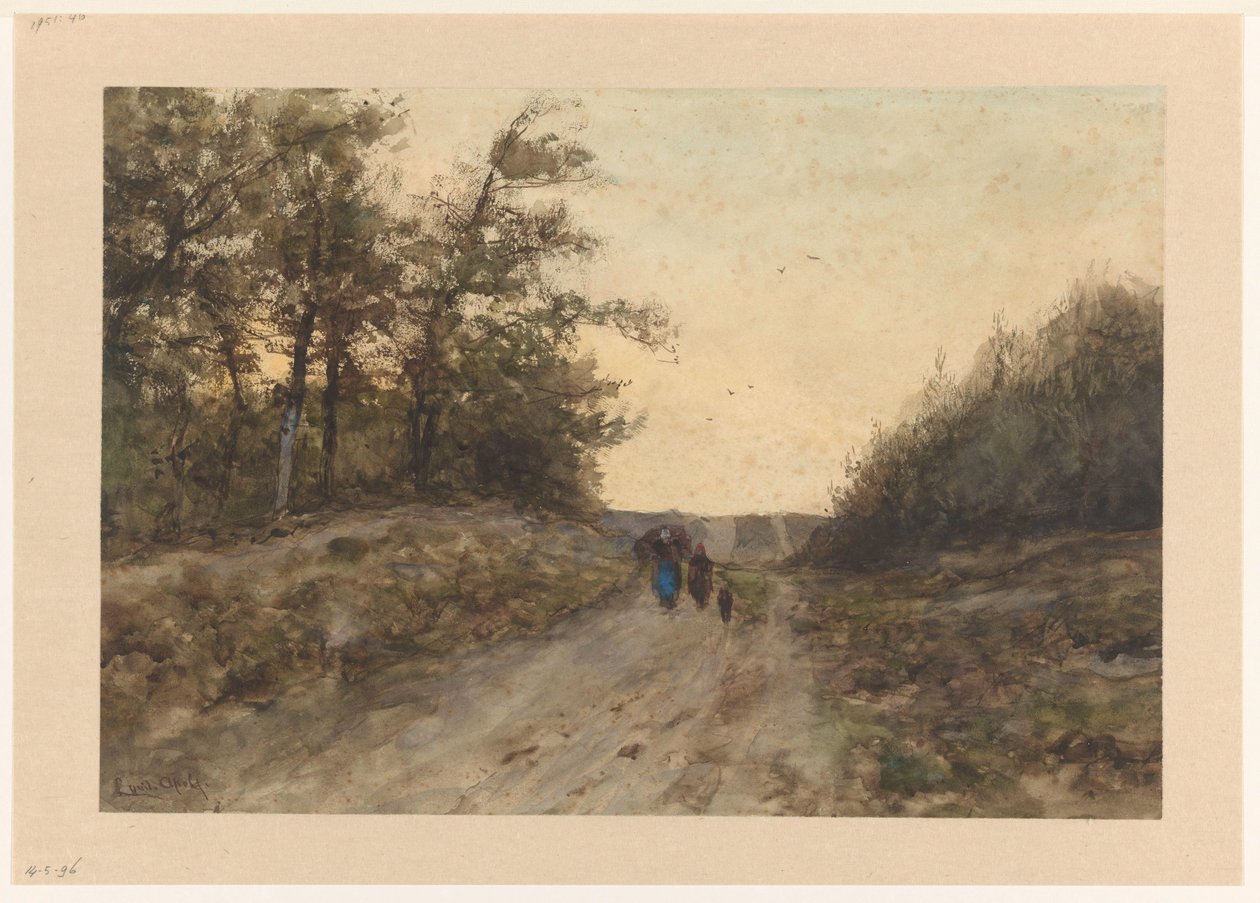Landscape with Figures on a Country Road by Louis Apol