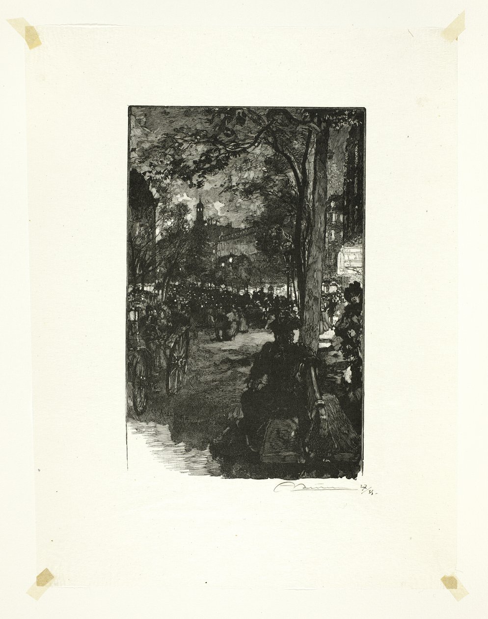 Boulevard Montmartre, Evening, plate fifteen from Along the Seine and the Boulevards by Louis Auguste Lepère