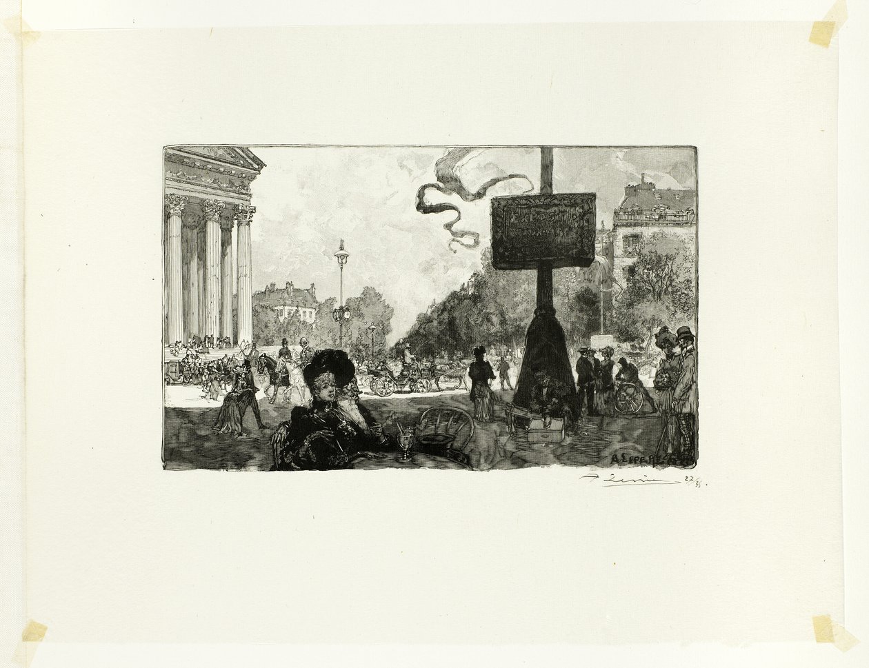 Corner of the Rue Royale, Plate Sixteen from Along the Seine and the Boulevards by Louis Auguste Lepère