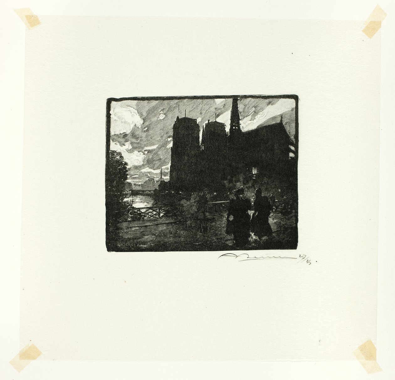 Notre-Dame, Evening, plate eight from Along the Seine and the Boulevards by Louis Auguste Lepère