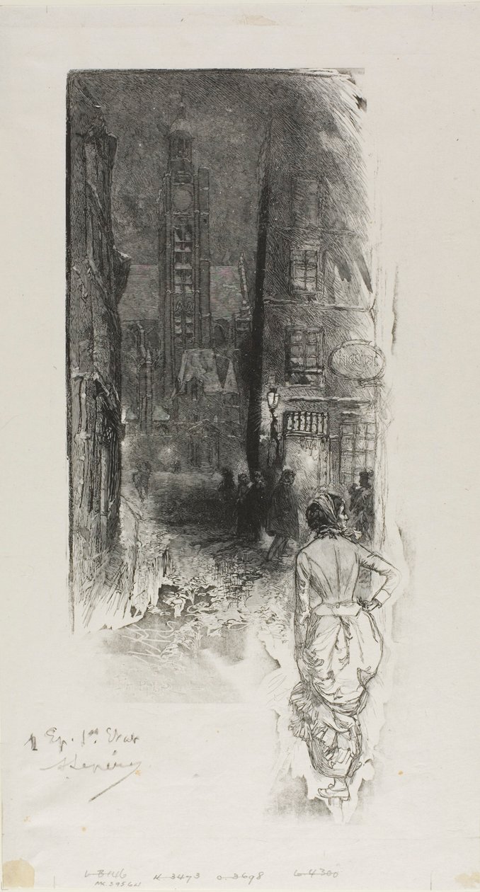 Paris: the Rue de la Montagne-Ste-Geneviève by Louis Auguste Lepère
